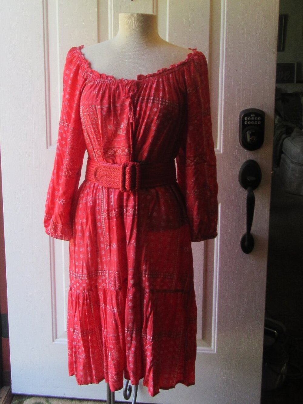Flowy Boho Beachlunchlounge bandana peasant dress size L